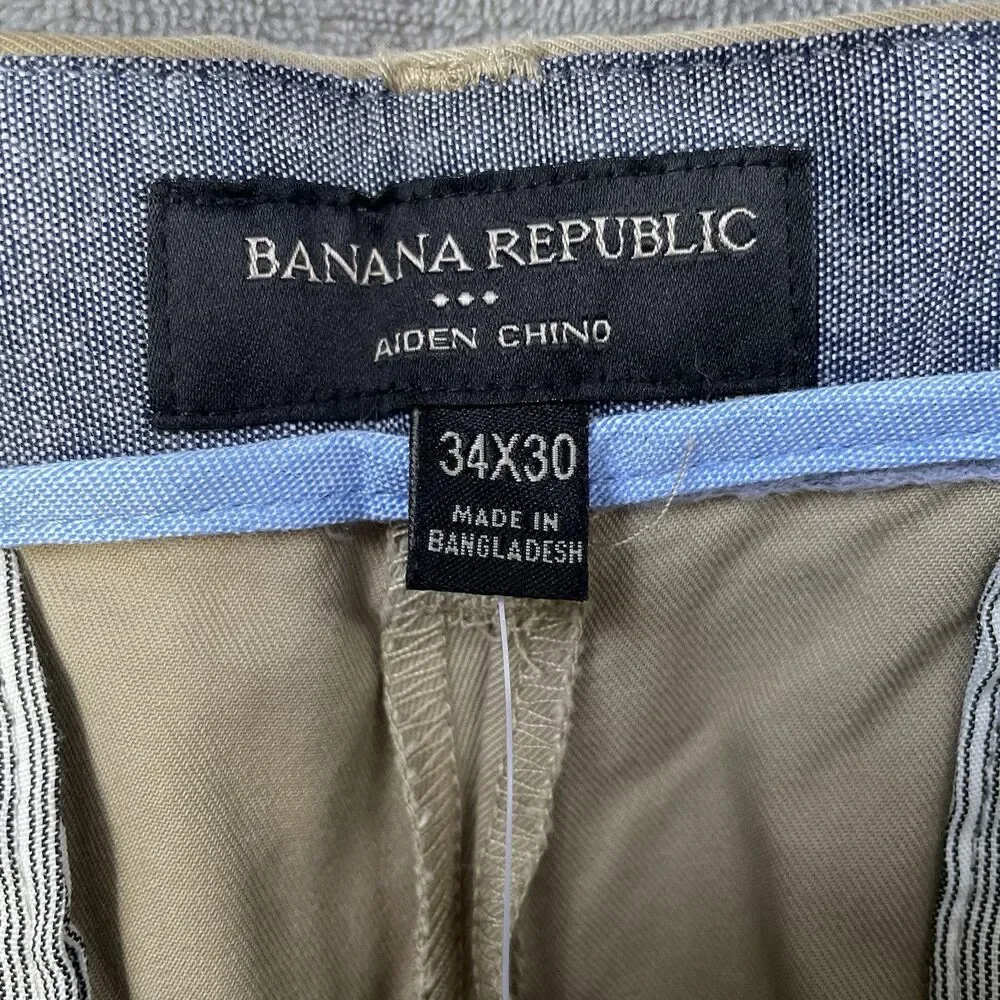 Banana Republic Men’s Aiden Chino Slim Fit Khaki Pants Size 34x30